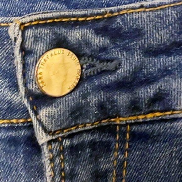 Zara Trafaluc Denimwear Red Green Side Varsity Stripe Jeans Womens 2 Frayed Hem - Picture 7 of 12